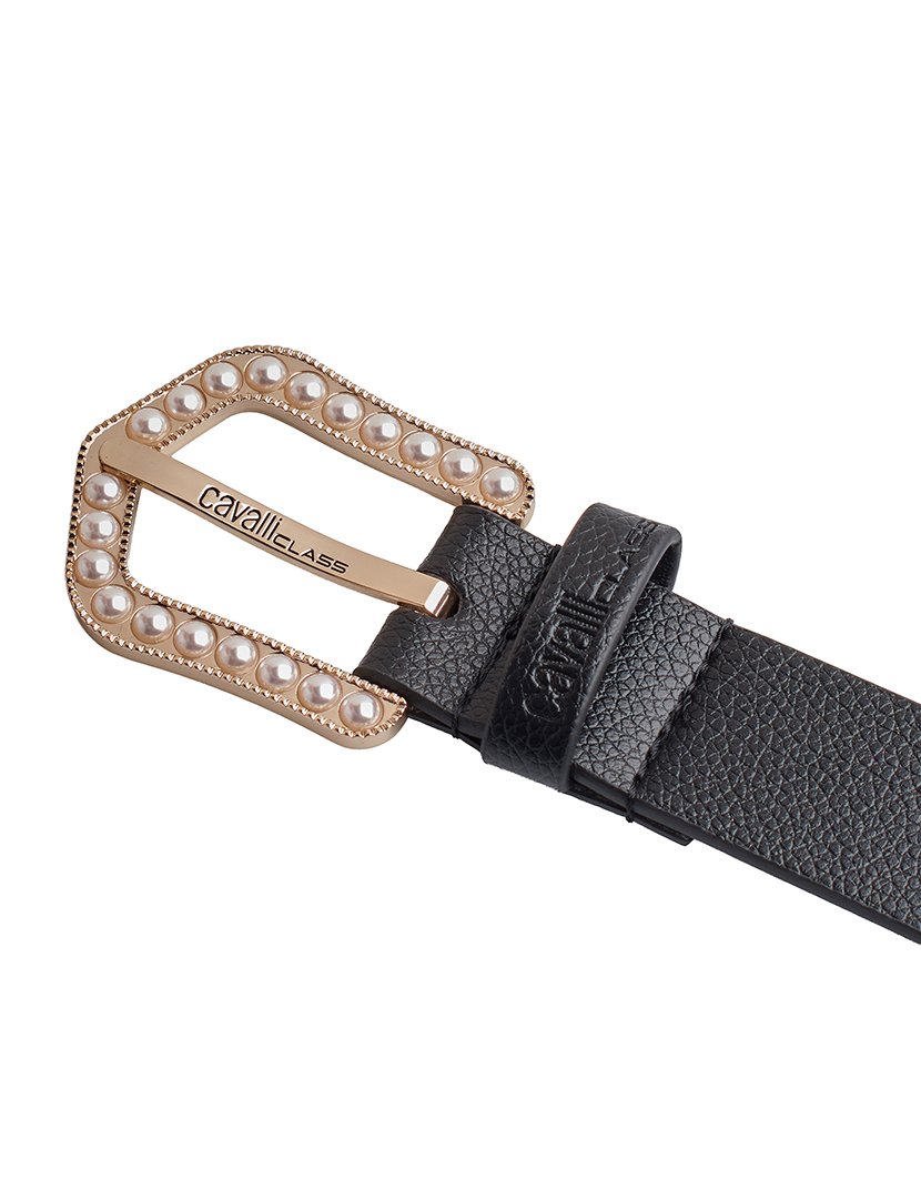 Cinto com fivela de pérola Preto