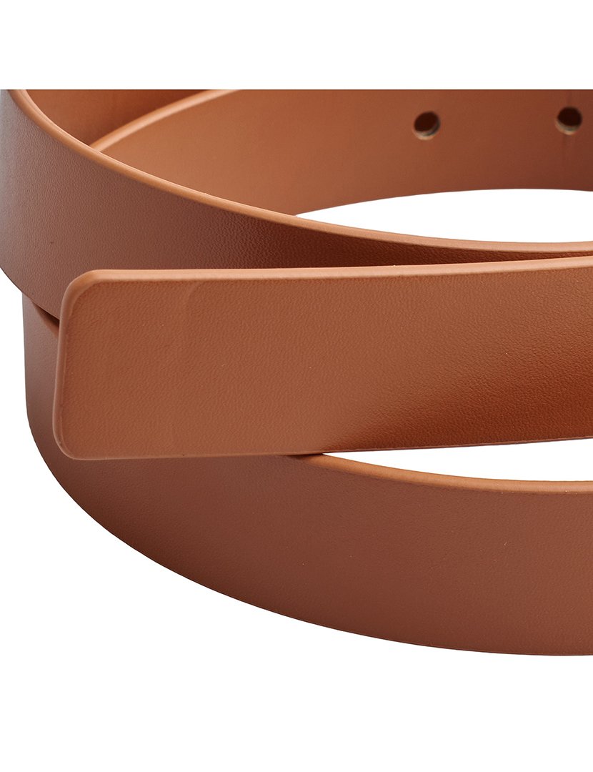 Cinto com fivela de pérola Castanho