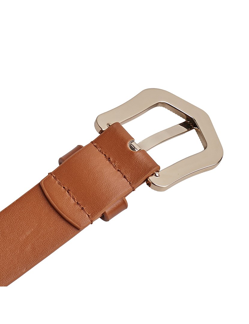 Cinto com fivela de pérola Castanho