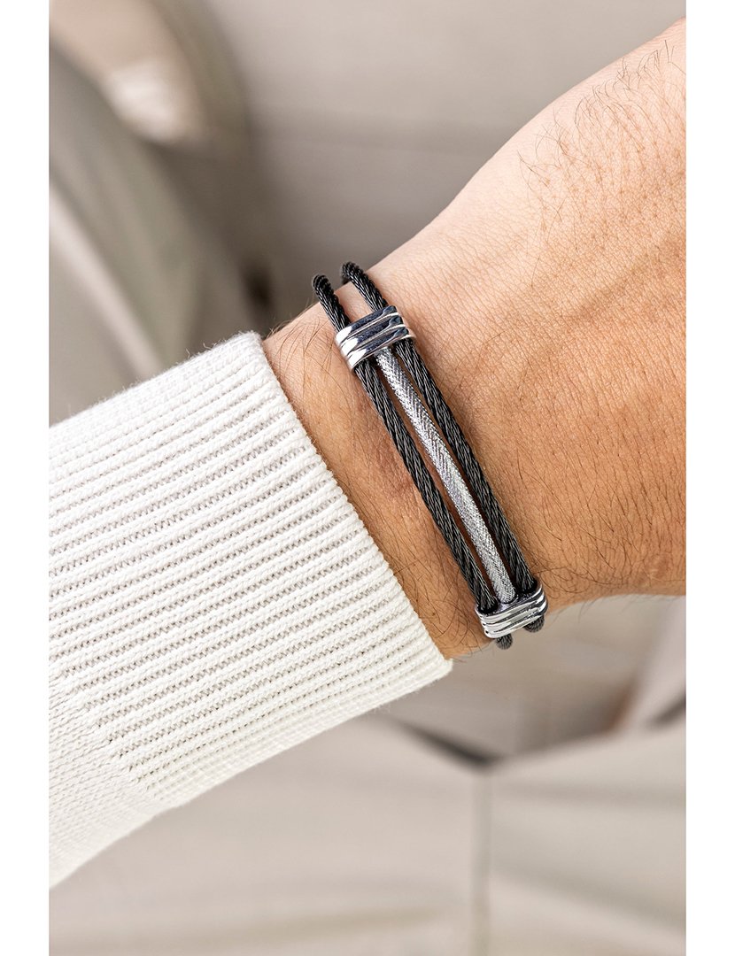 Pulseira Preta e Prateado