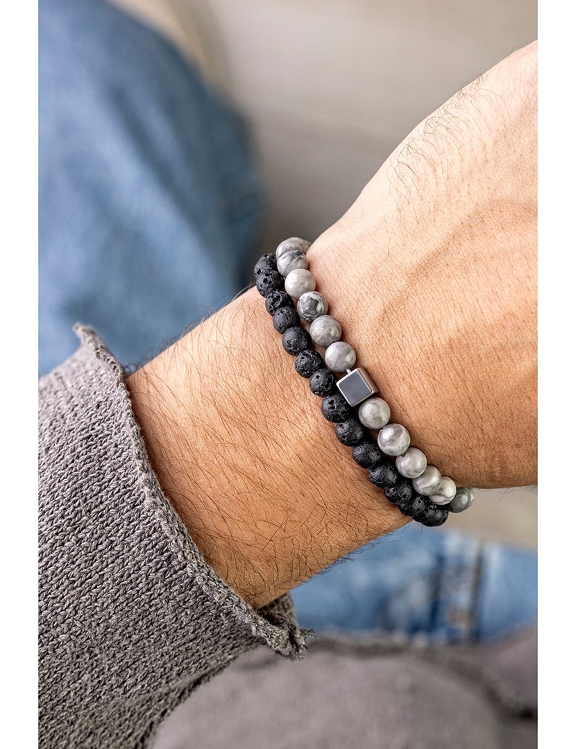 Pulseira Preta, Cinzento e Prateado