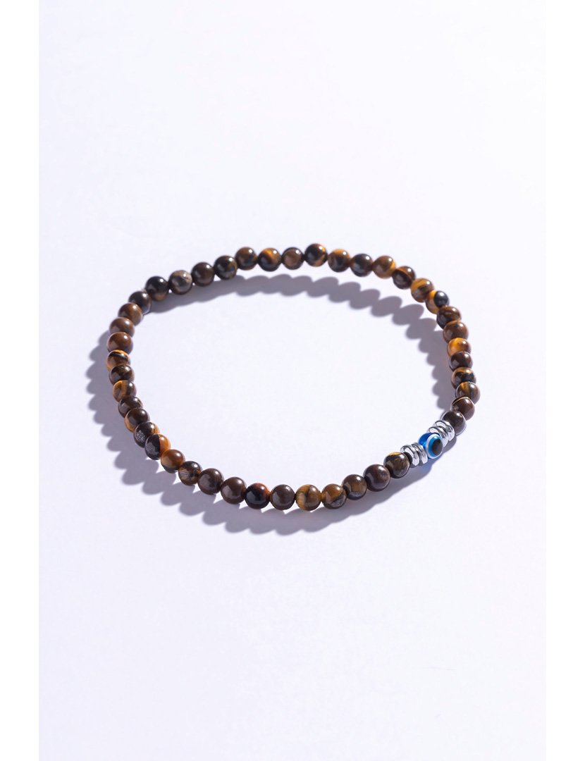 Pulseira Castanha, Prateada e Azul