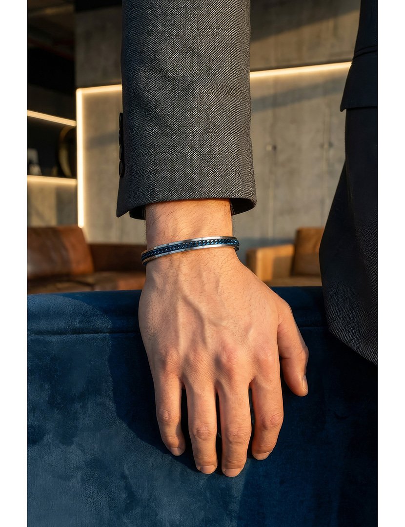 Pulseira Prateada e Azul