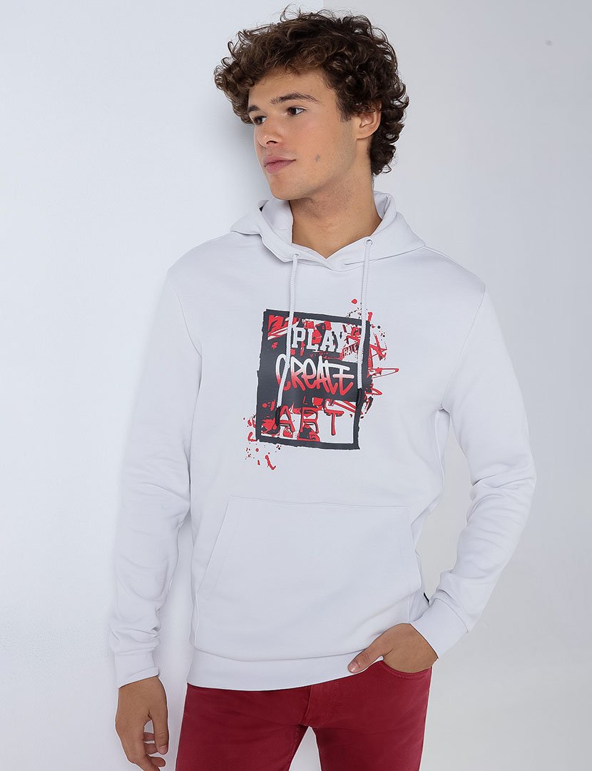 Sweatshirt com Capuz Homem Cinzento