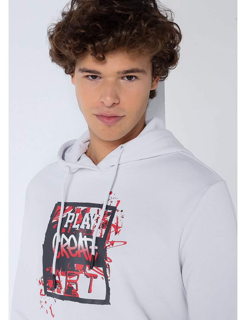 Sweatshirt com Capuz Homem Cinzento