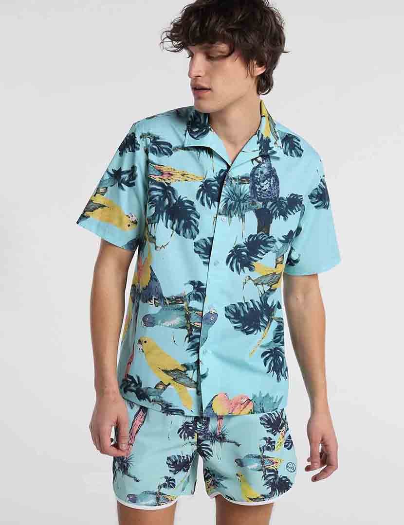 Camisa Manga Curta Homem Estampado Multicolorido