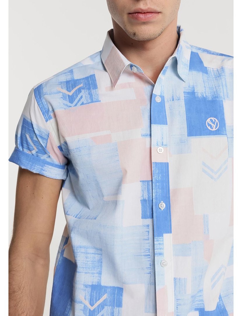Camisa Manga Curta Homem Estampado Multicolorido