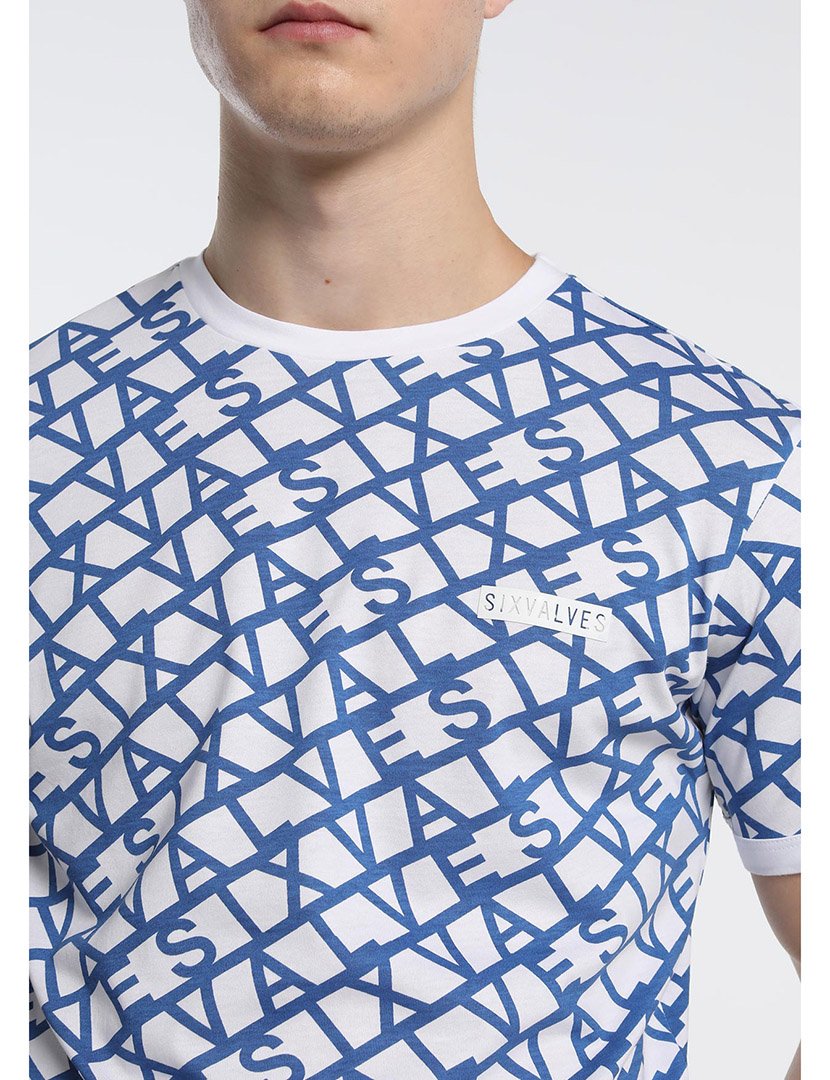 T-Shirt Homem Branco e Azul