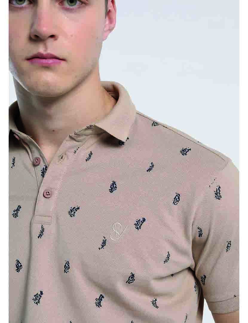 Pólo Manga Curta Homem Castanho