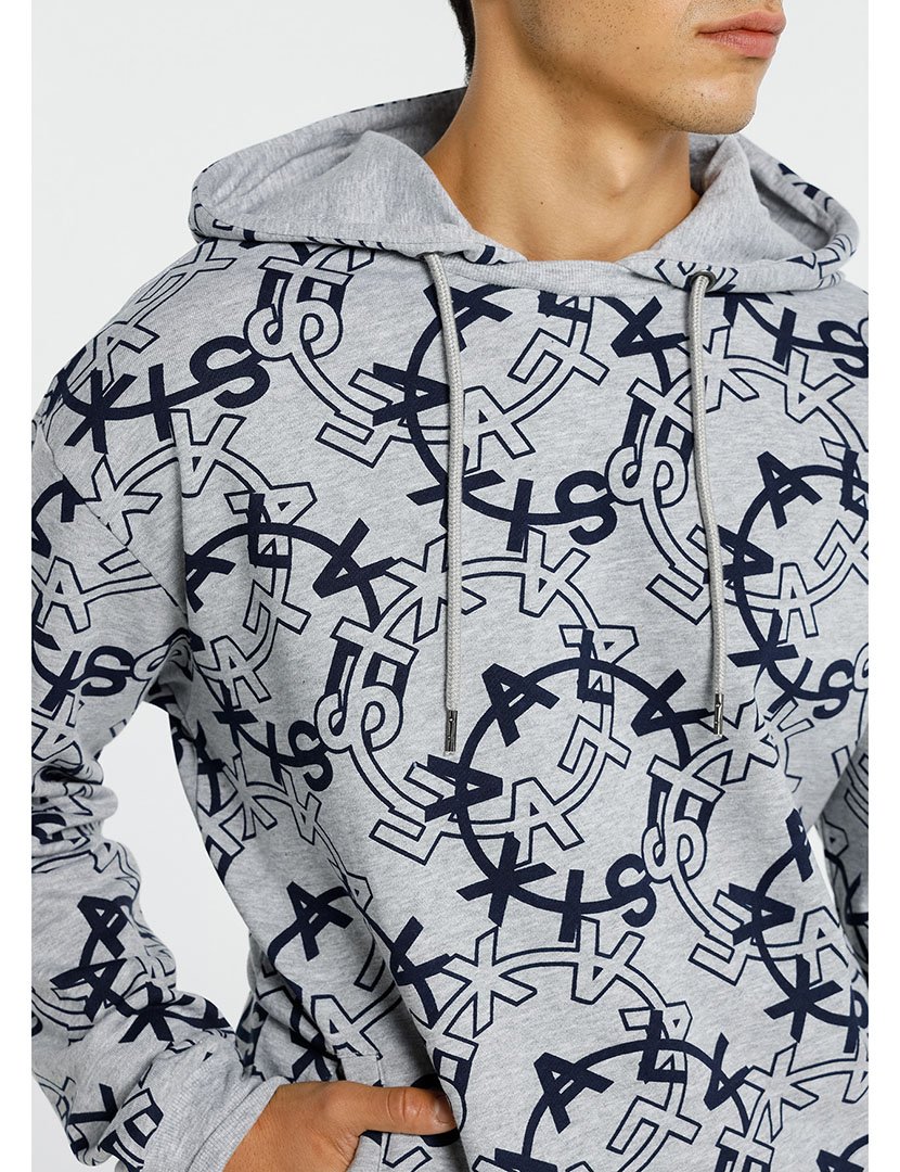 Sweatshirt com Capuz Homem Cinzento