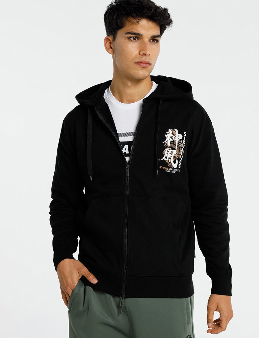 Casaco com Capuz Homem Preto