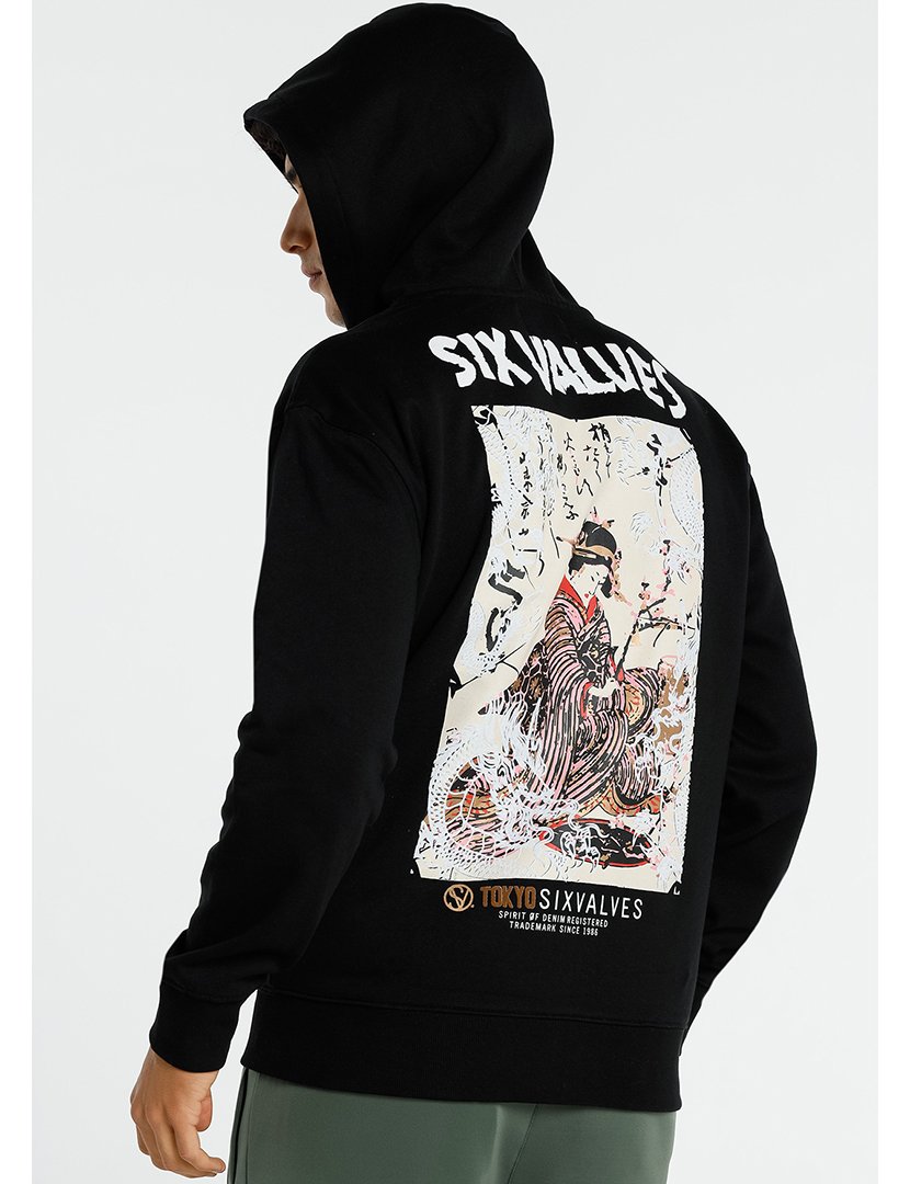 Casaco com Capuz Homem Preto