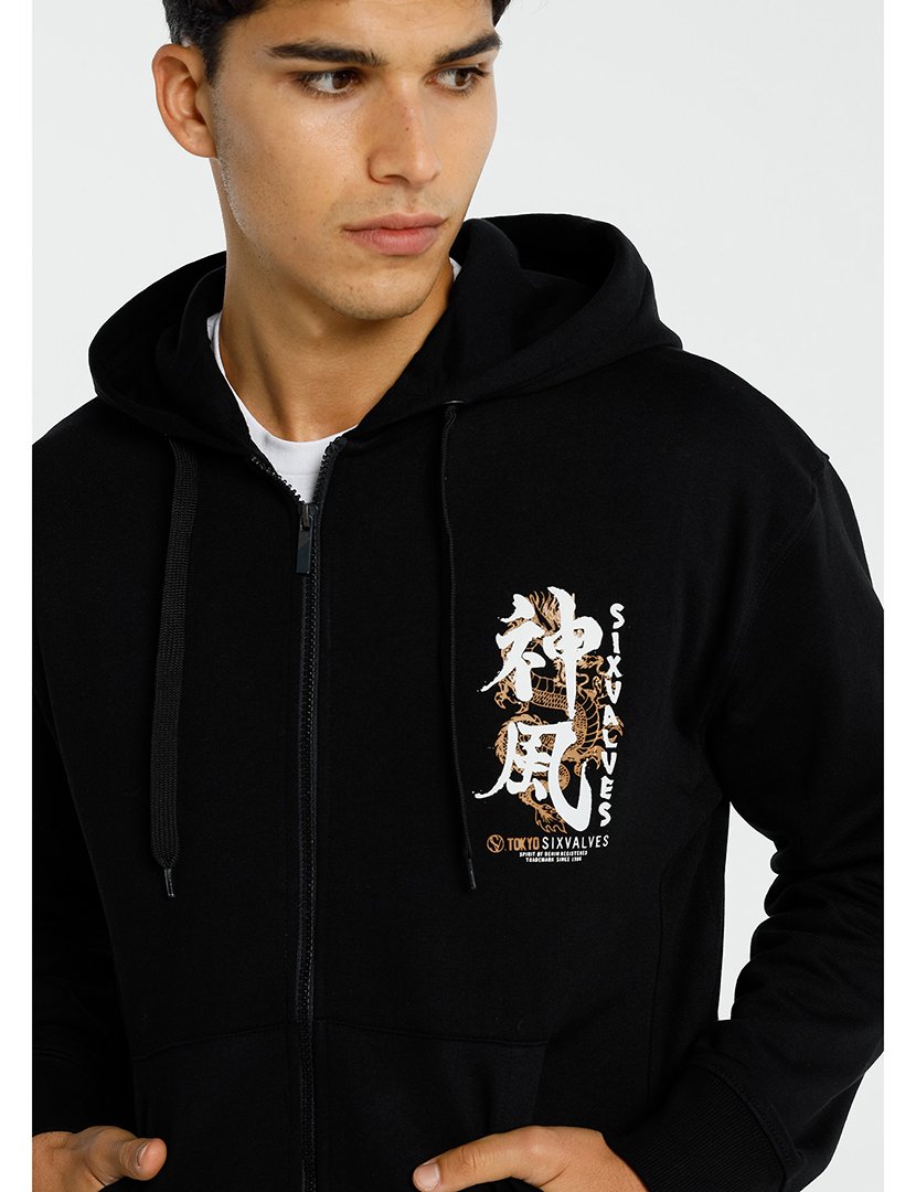 Casaco com Capuz Homem Preto