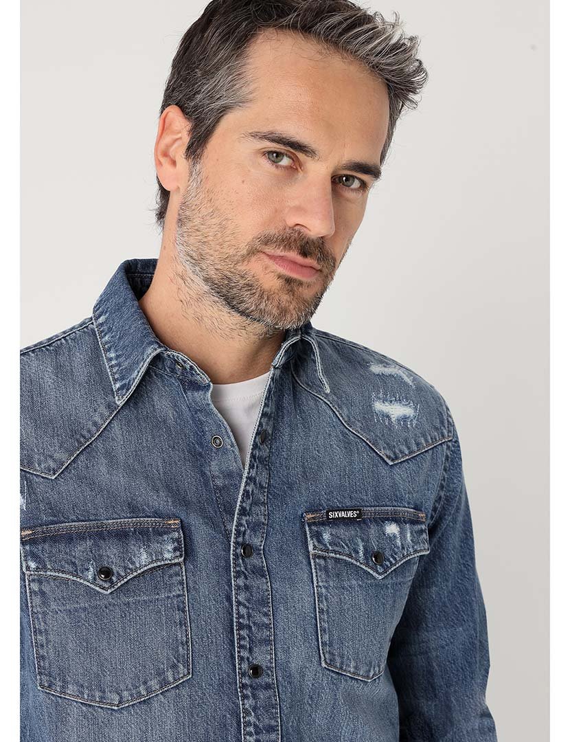 Camisa de Ganga Homem Azul