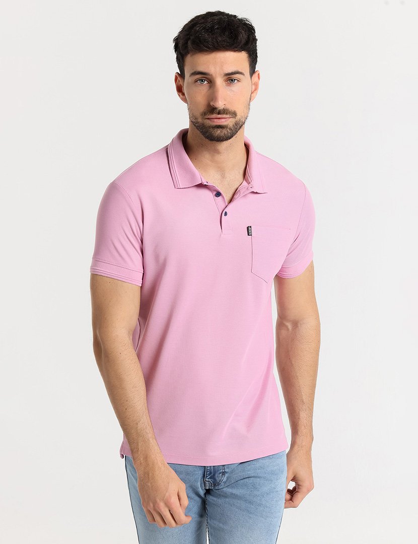 Pólo Manga Curta Homem Rosa