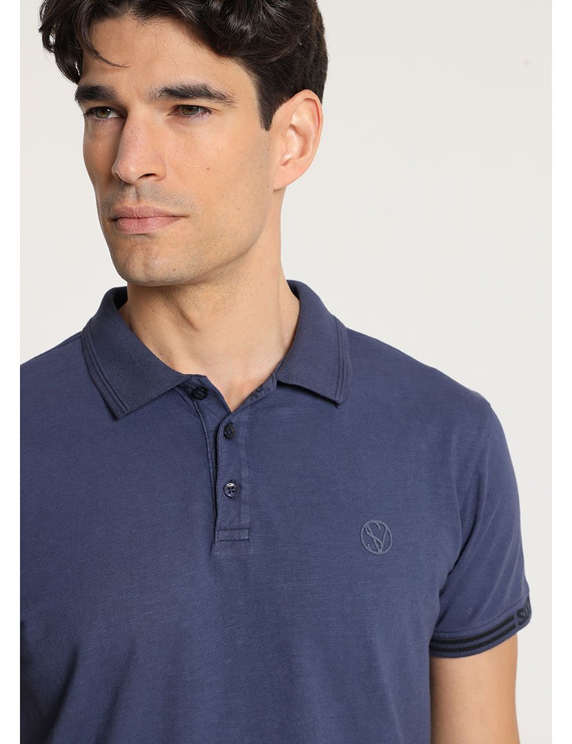 Pólo Manga Curta Homem Azul