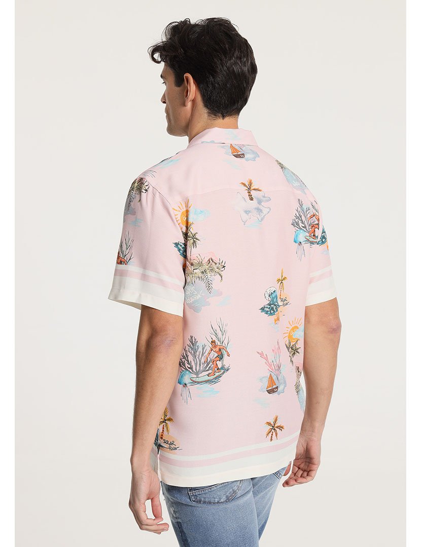 Camisa Manga Curta Homem Rosa