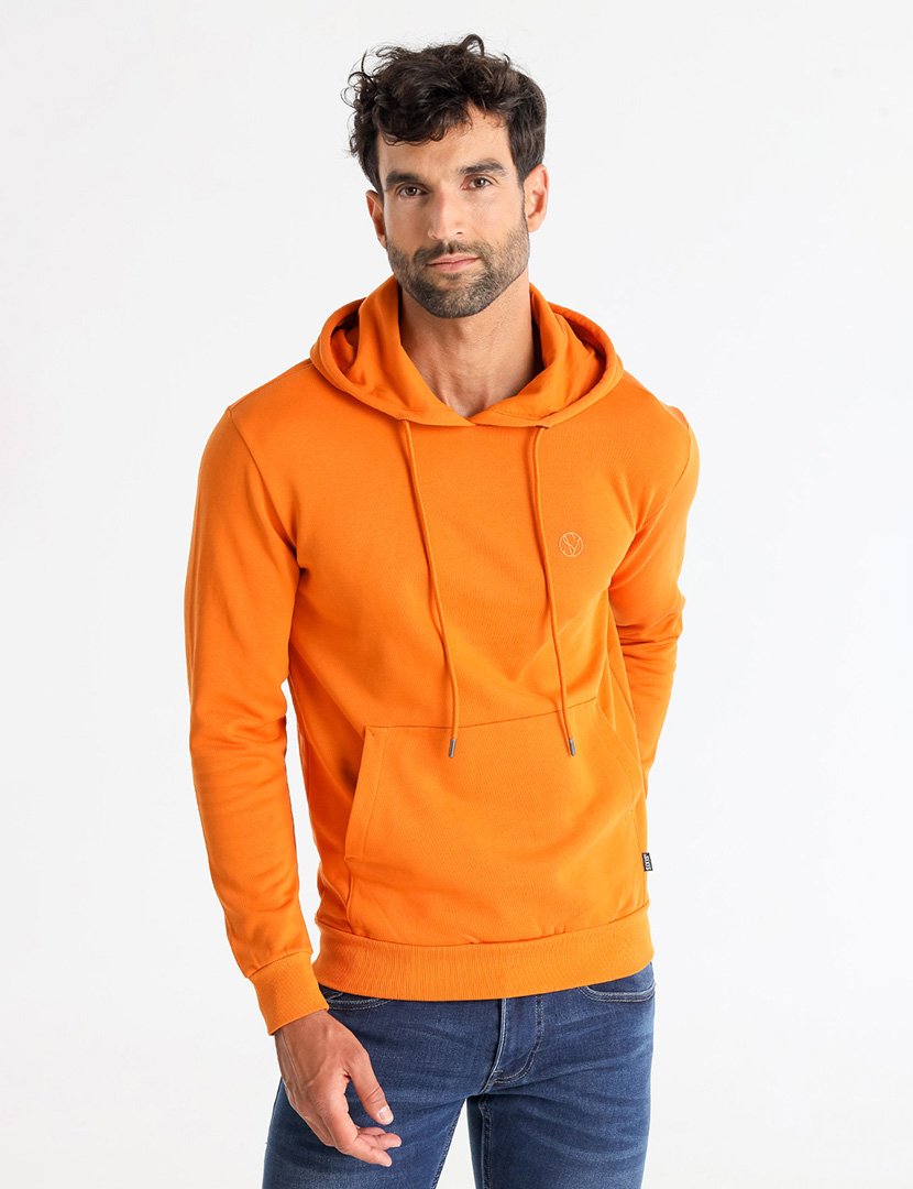 Sweatshirt com Capuz Homem Laranja