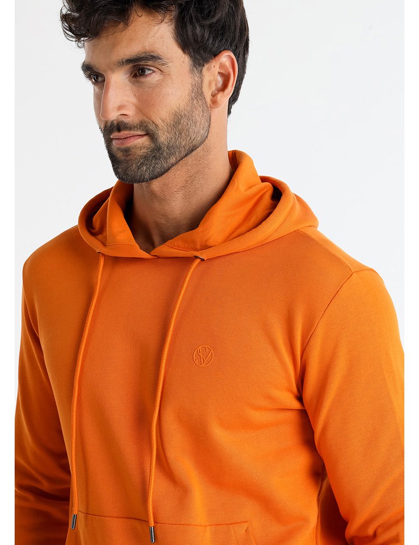 Sweatshirt com Capuz Homem Laranja