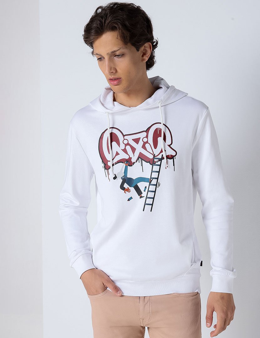 Sweatshirt com Capuz Homem Branco