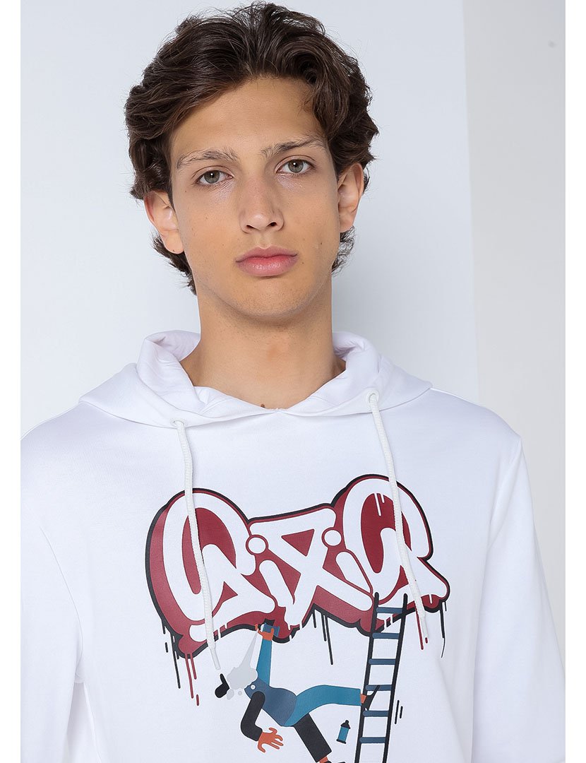 Sweatshirt com Capuz Homem Branco