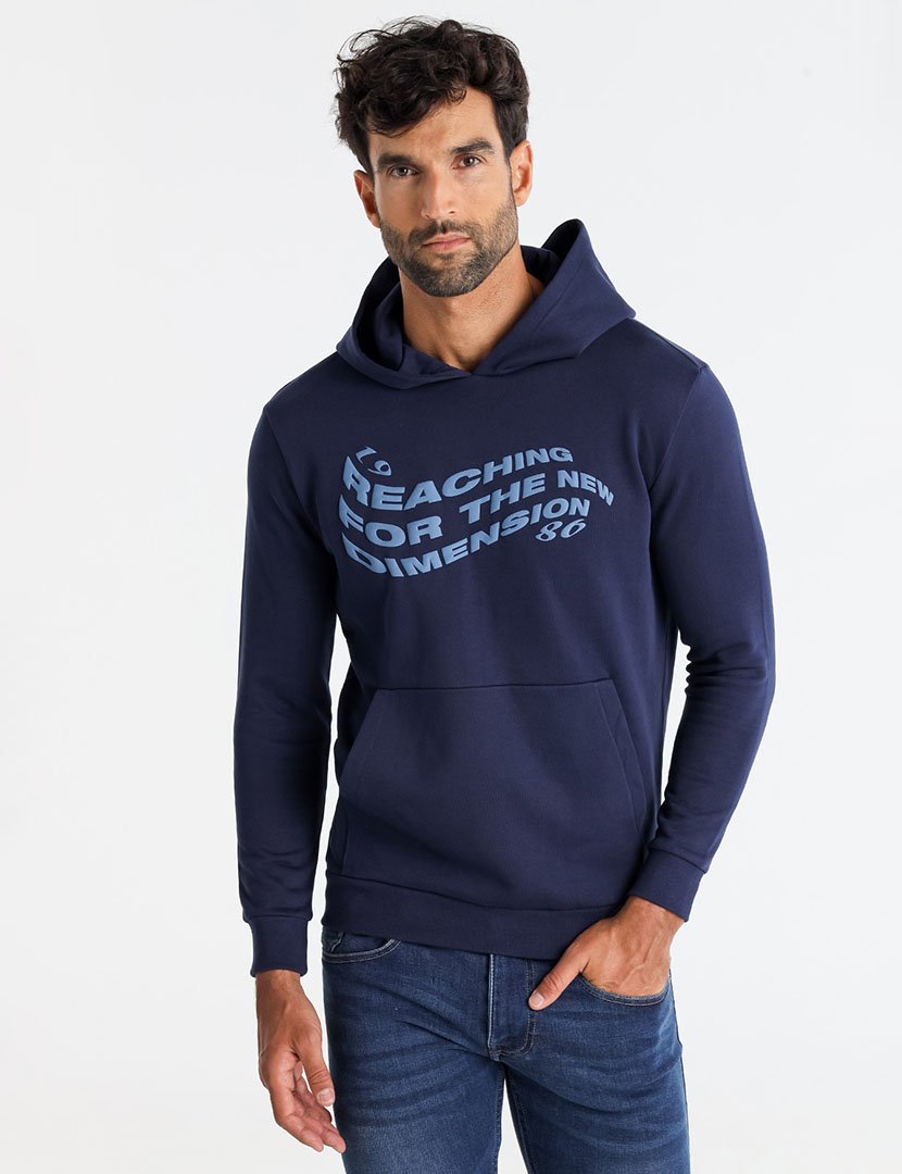Sweatshirt com Capuz Homem Azul