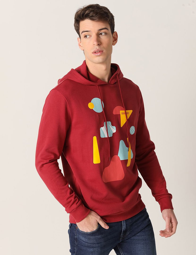 Sweatshirt com Capuz Homem Vermelho
