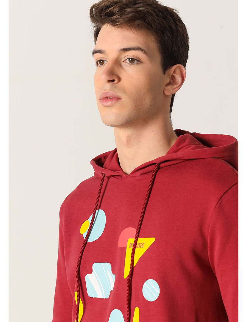 Sweatshirt com Capuz Homem Vermelho