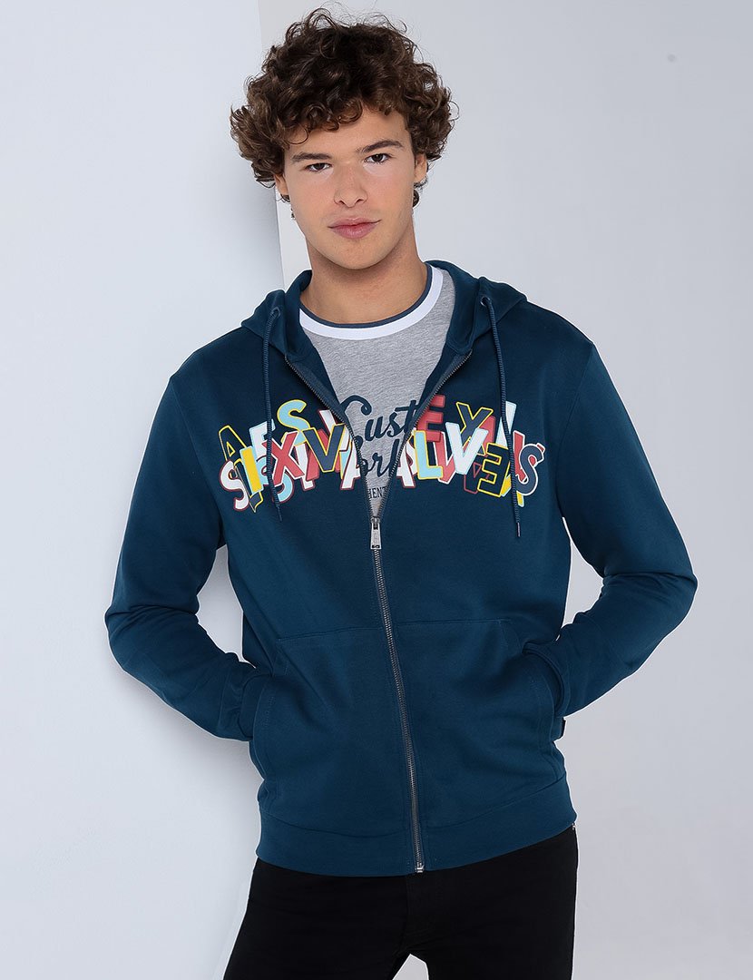 Casaco com Capuz Homem Azul