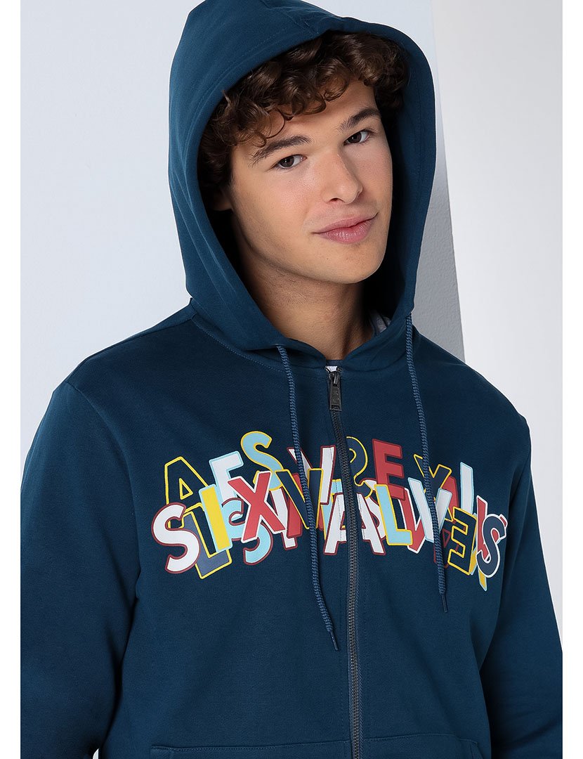 Casaco com Capuz Homem Azul