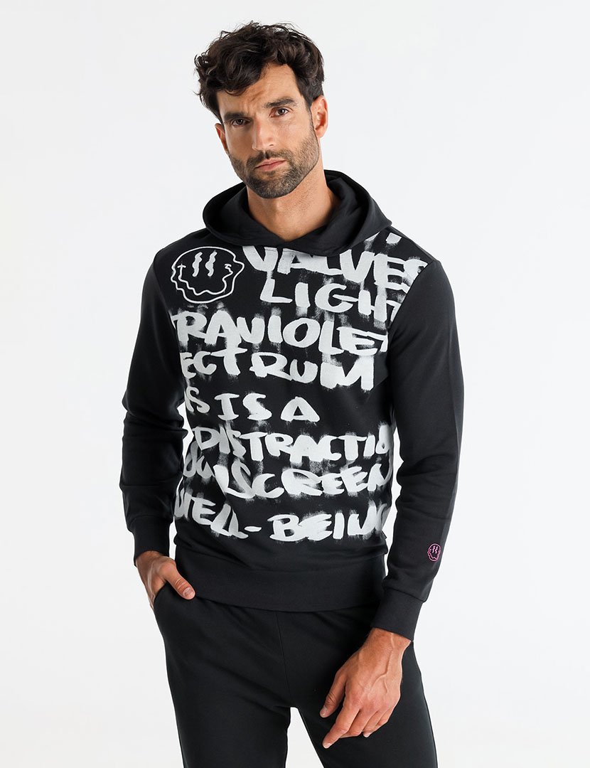 Sweatshirt com Capuz Homem Preto