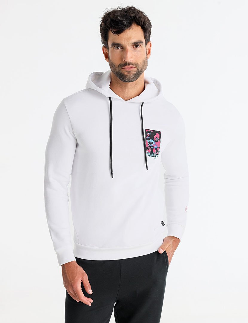 Sweatshirt com Capuz Homem Branco