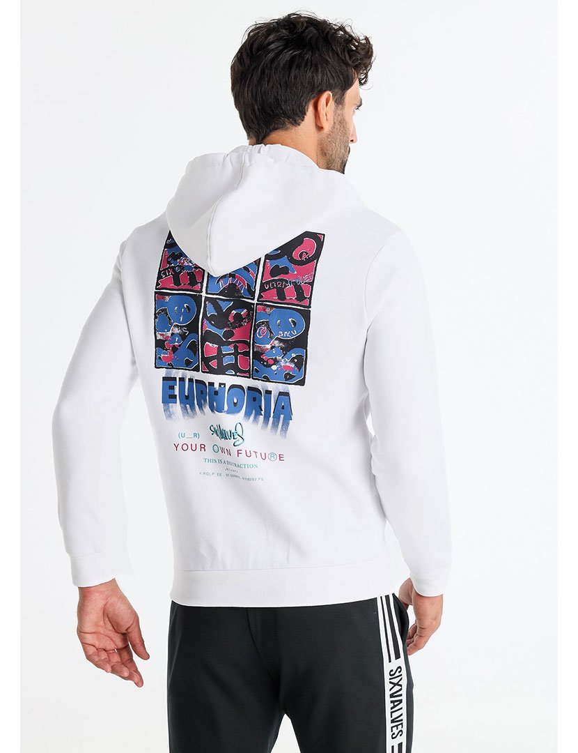 Sweatshirt com Capuz Homem Branco