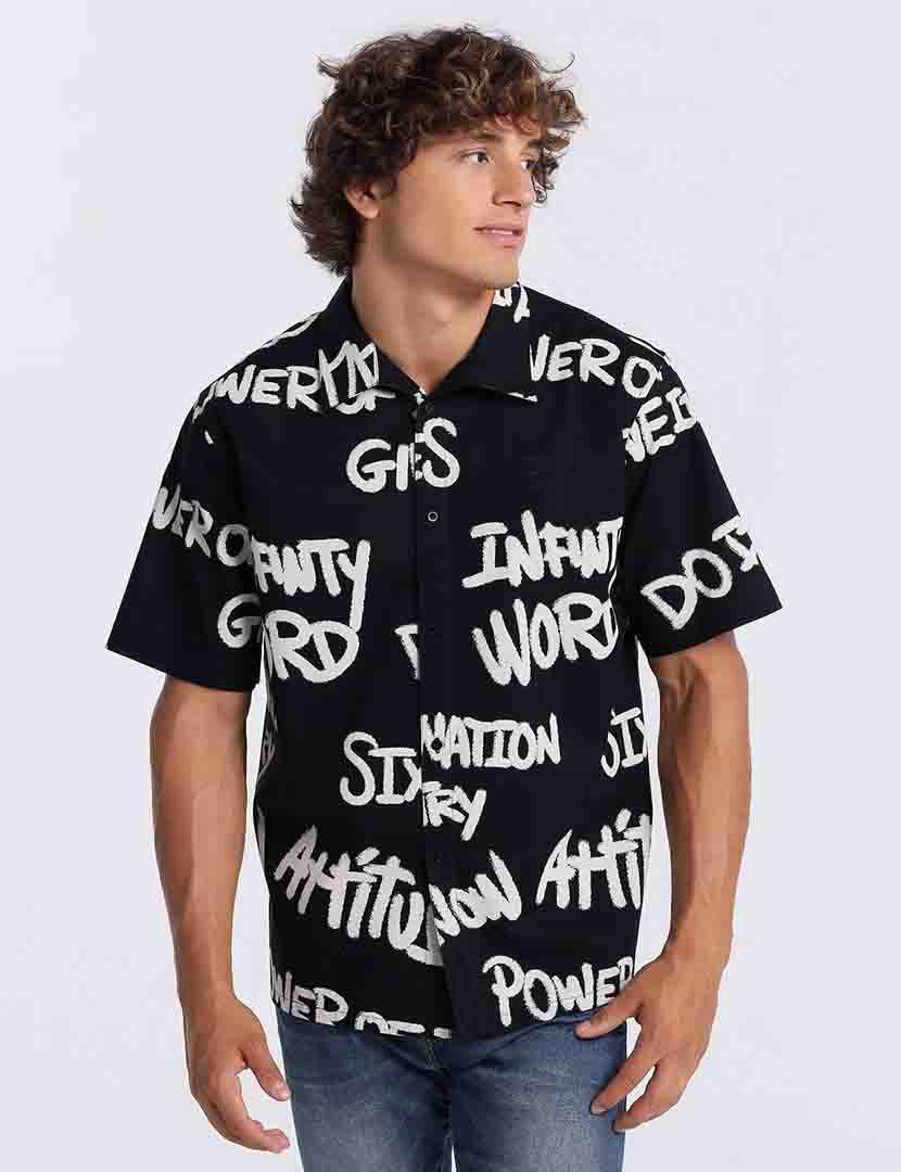 Camisa Manga Curta Homem Preto