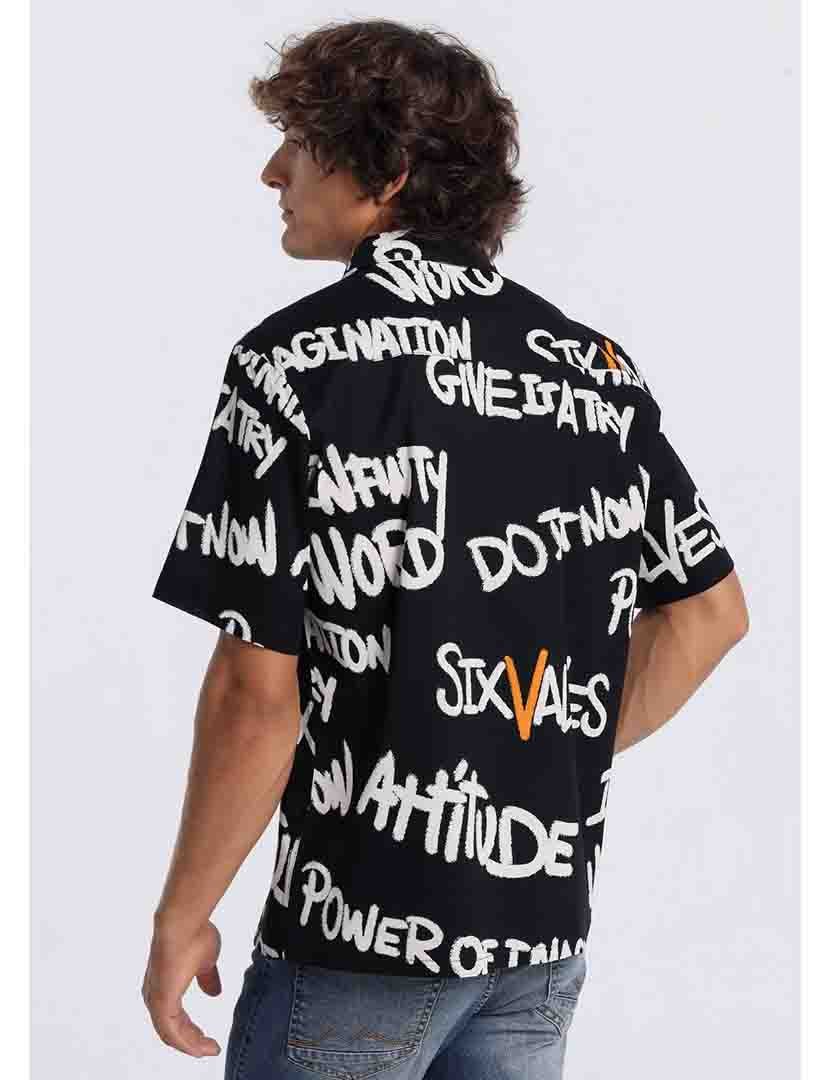 Camisa Manga Curta Homem Preto