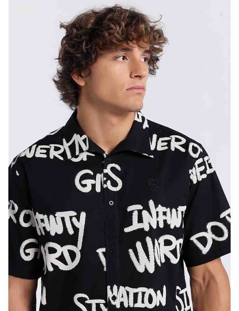 Camisa Manga Curta Homem Preto