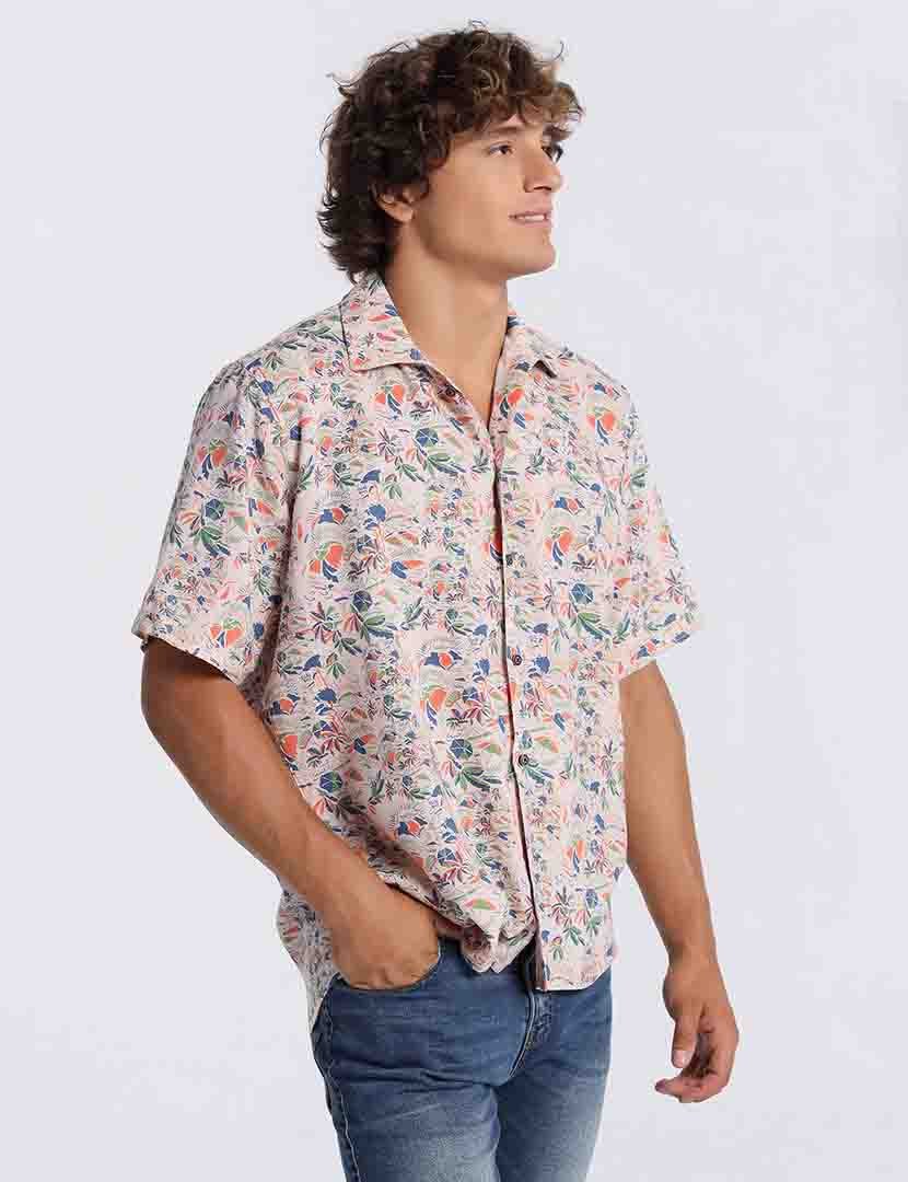 Camisa Manga Curta Homem Estampado Multicolorido
