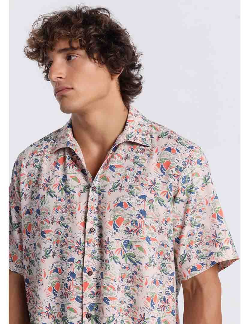 Camisa Manga Curta Homem Estampado Multicolorido