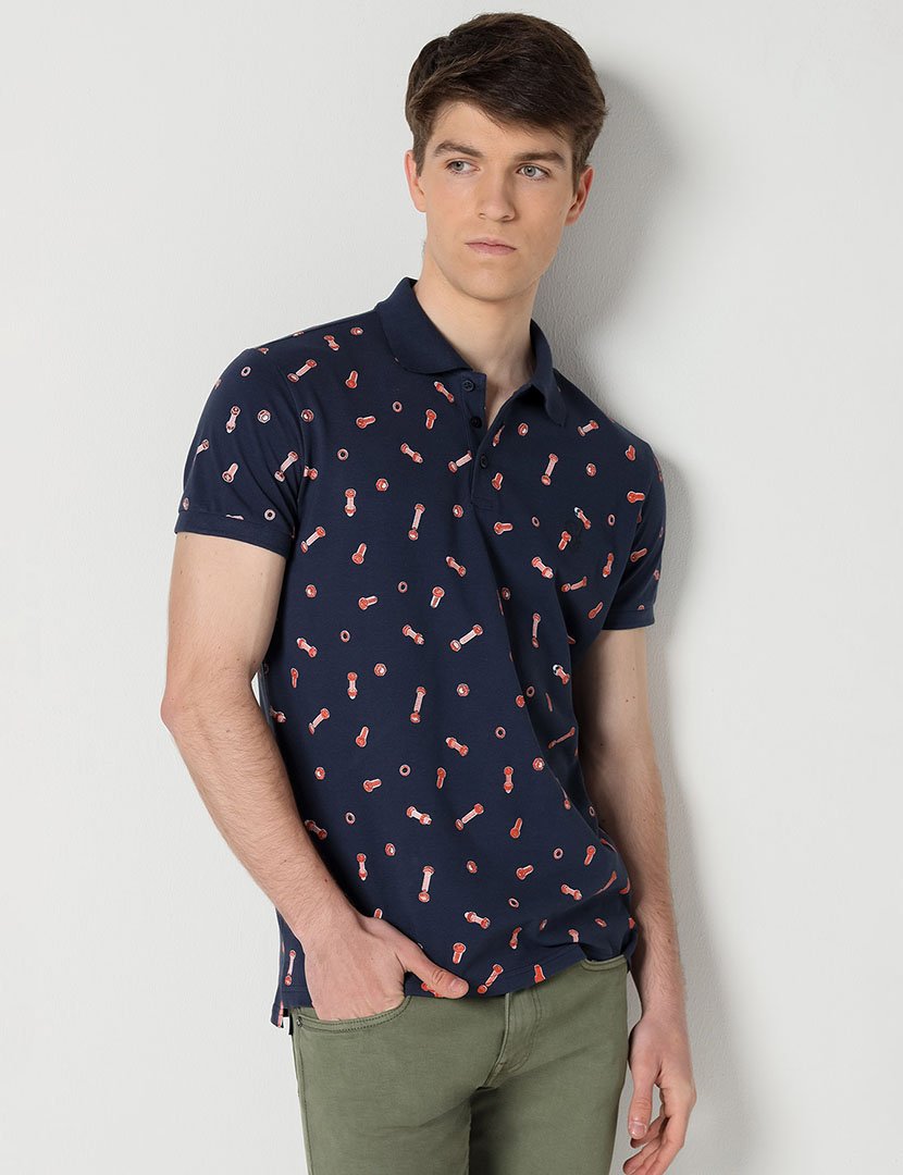 Pólo Manga Curta Homem Azul