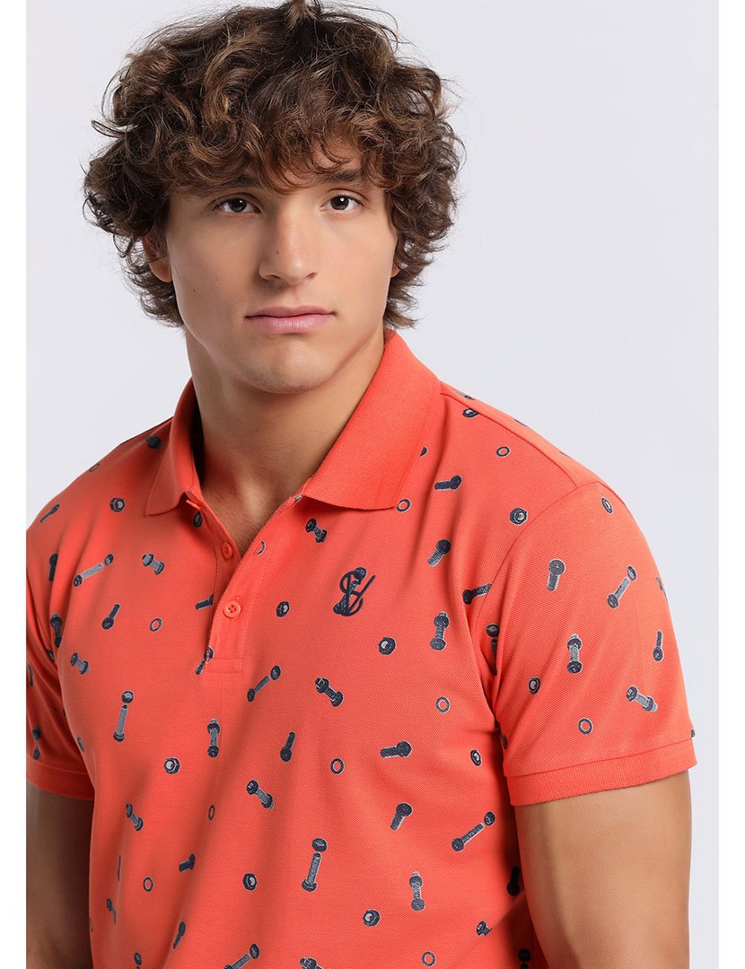 Pólo Manga Curta Homem Laranja