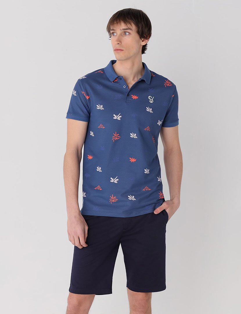 Pólo Manga Curta Homem Azul