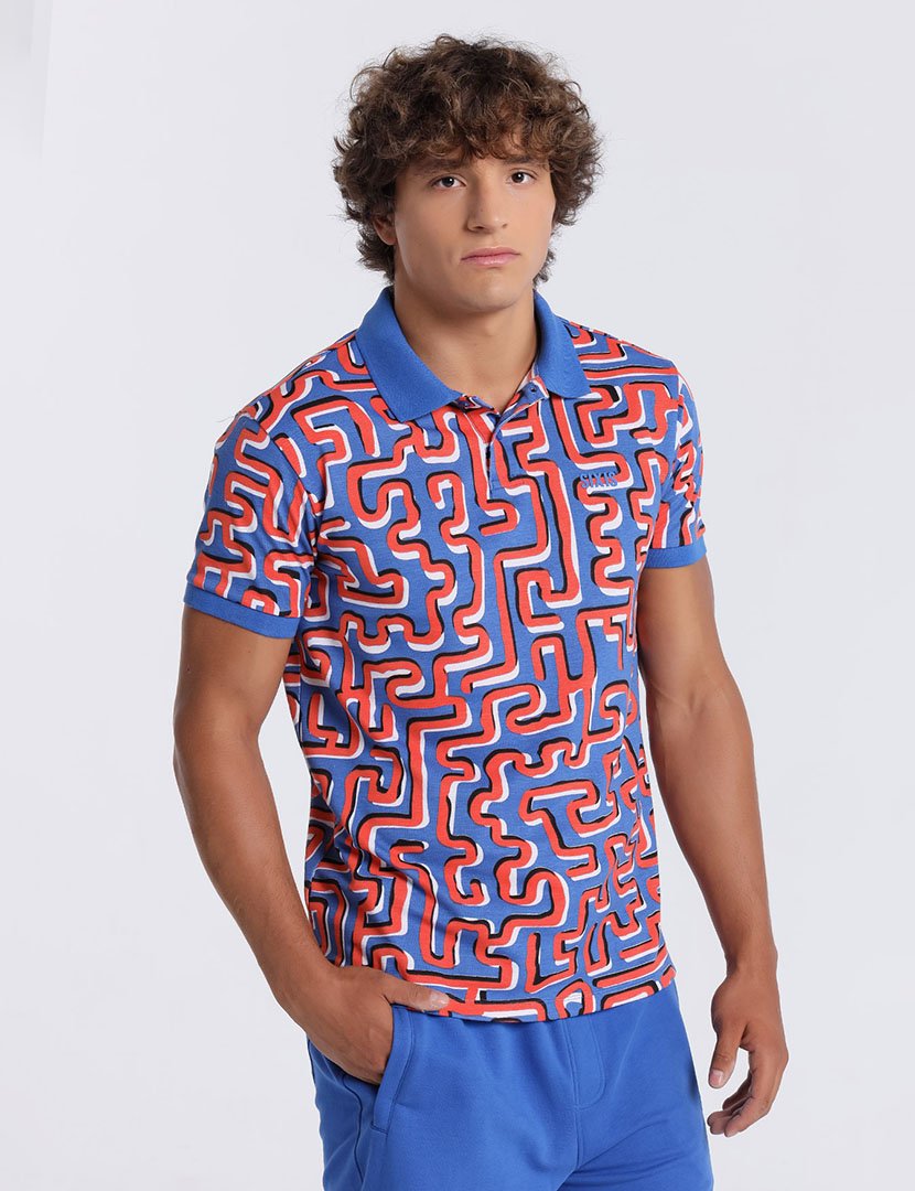 Pólo Manga Curta Homem Azul
