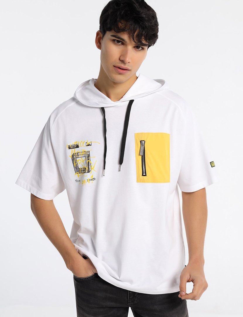 Sweatshirt com Capuz Homem Branco