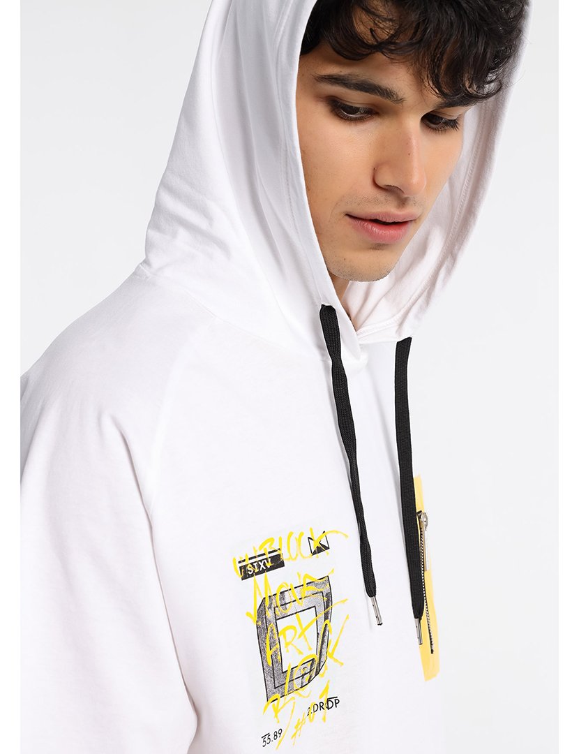 Sweatshirt com Capuz Homem Branco