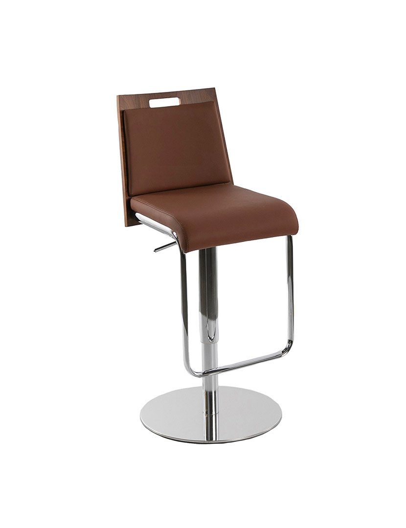 Banco Alto Giratório em Pele Ecológica Castanho