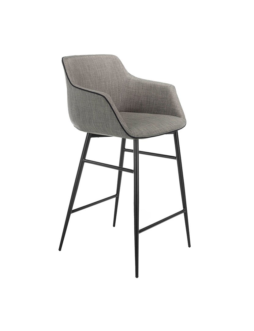 Banco Alto em Tecido Cinzento