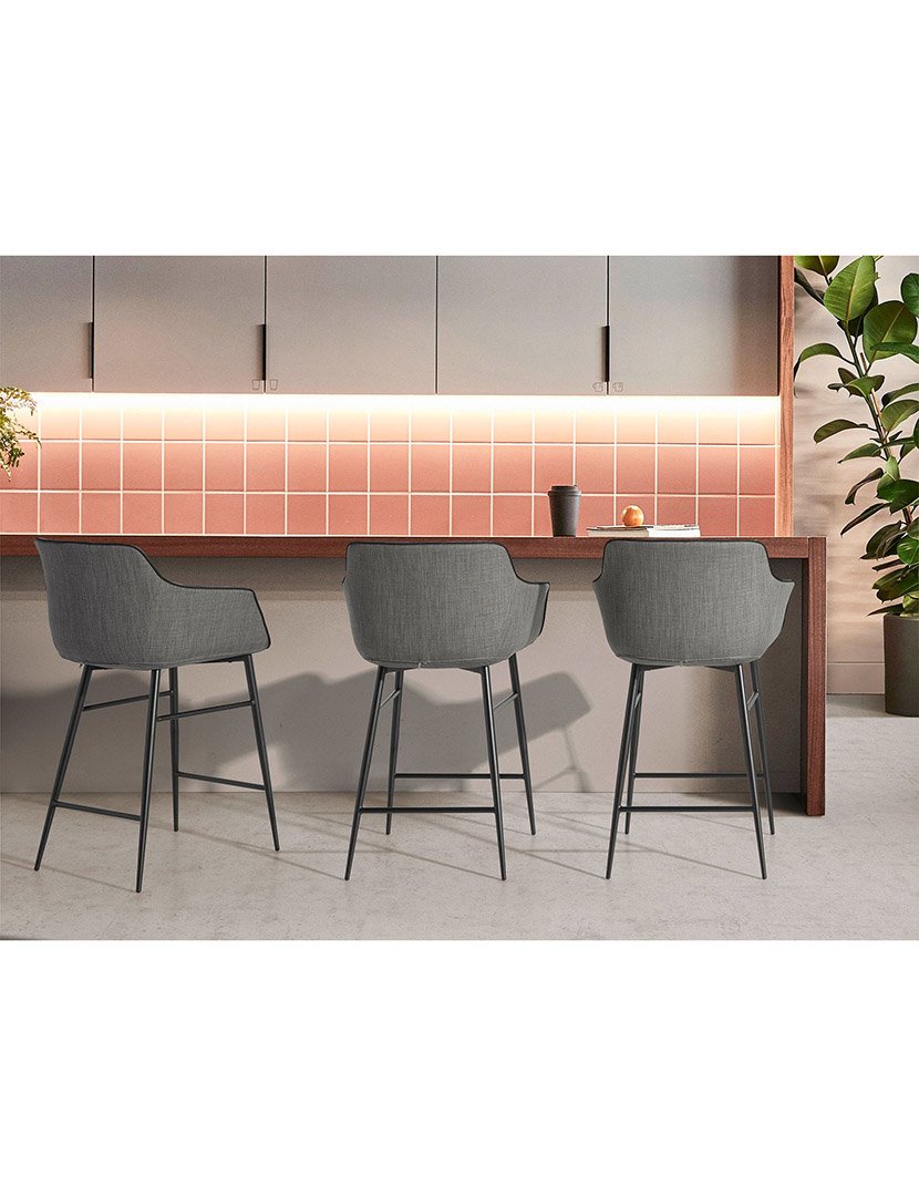 Banco Alto em Tecido Cinzento