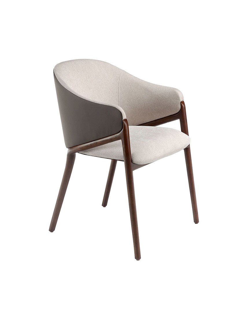 Cadeira de Couro Ecológico em Tecido Bege