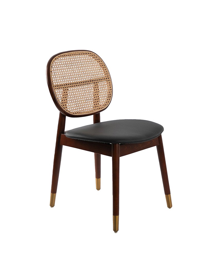 Cadeira de Vime e Couro Ecológico Preto