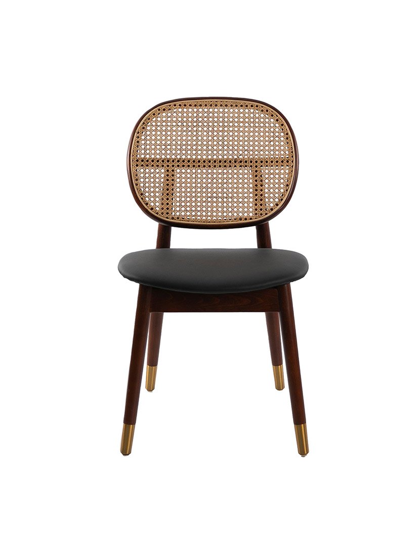 Cadeira de Vime e Couro Ecológico Preto